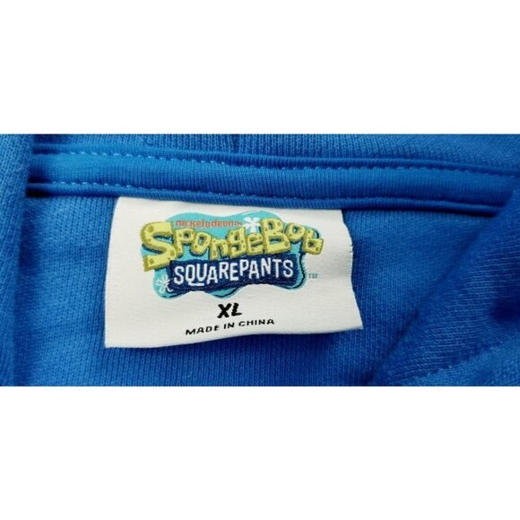 Nickelodeon Size XL Spongebob Squarepants Men's Blue Long Sleeve Pocket Hoodie - Picture 4 of 10
